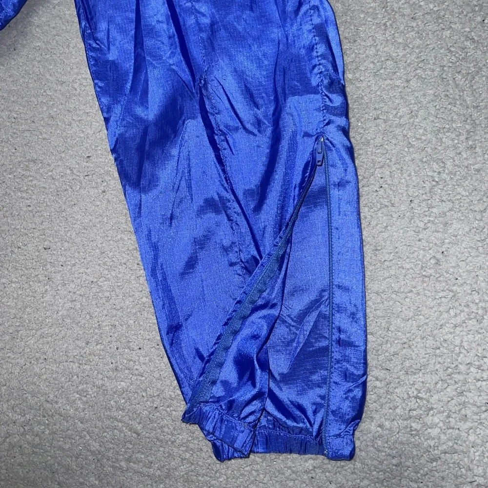 VTG Nike Windbreaker Track Pants Youth Sz L (14) Blue Ankle Zip Nylon Jogger 90s
